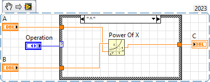 Block diagram of the pure LabVIEW calculator.