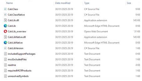 Contents of the compiled .NET folder.