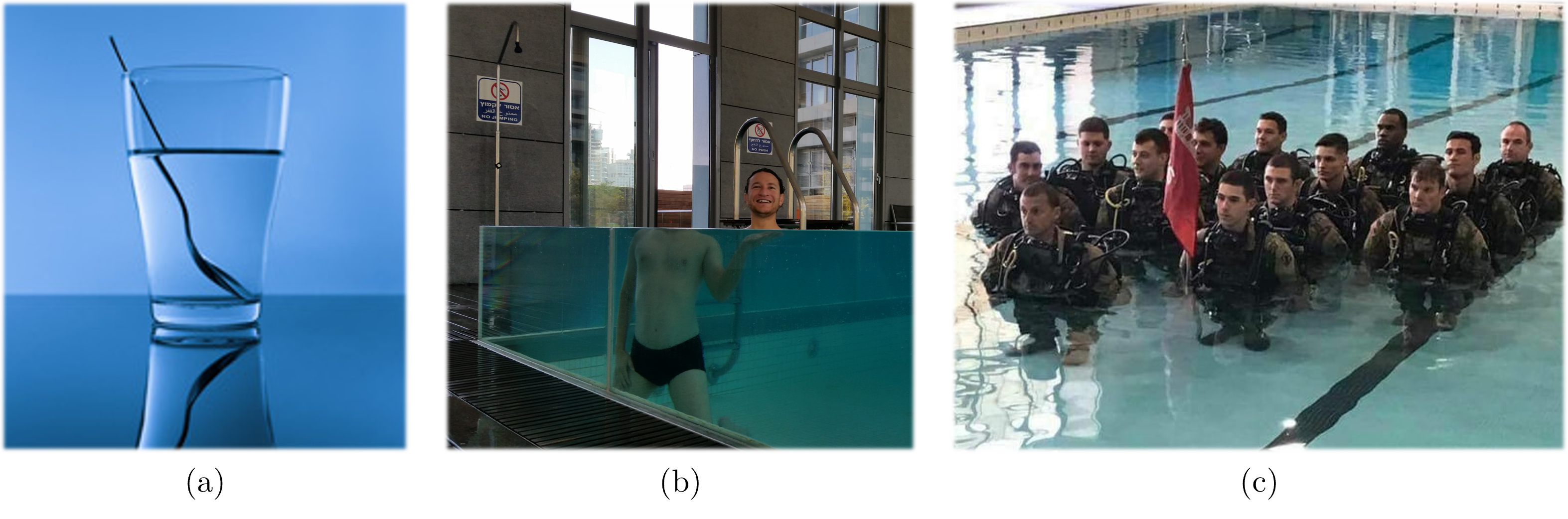 Ukázka lomu světla na rozhraní voda-vzduch.